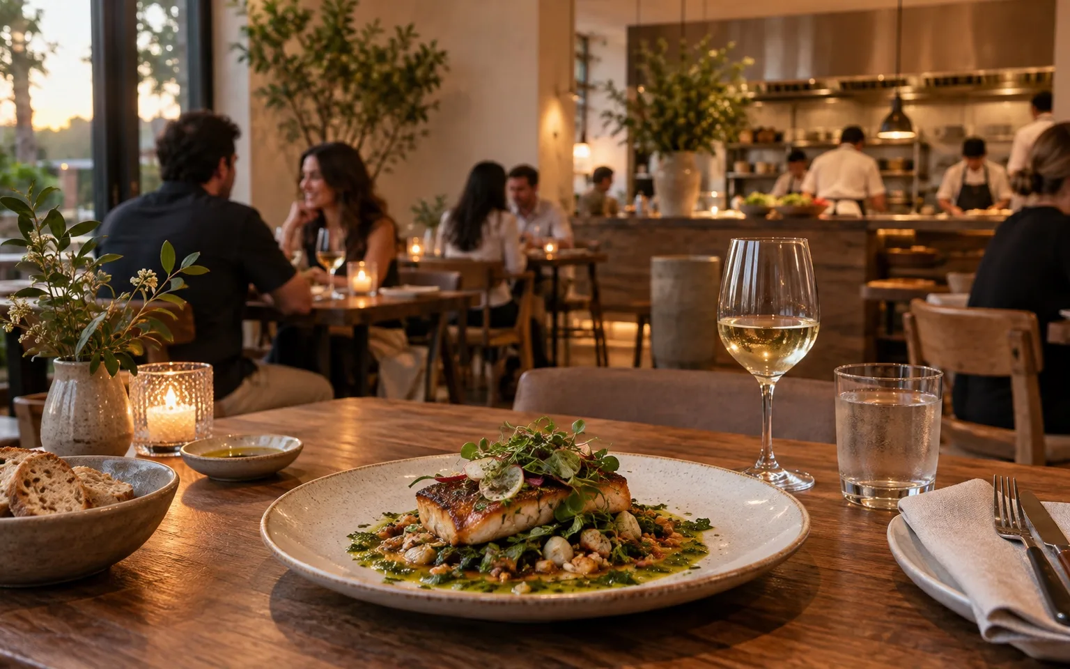 Seasonal dinner service inside Juniper Table restaurant